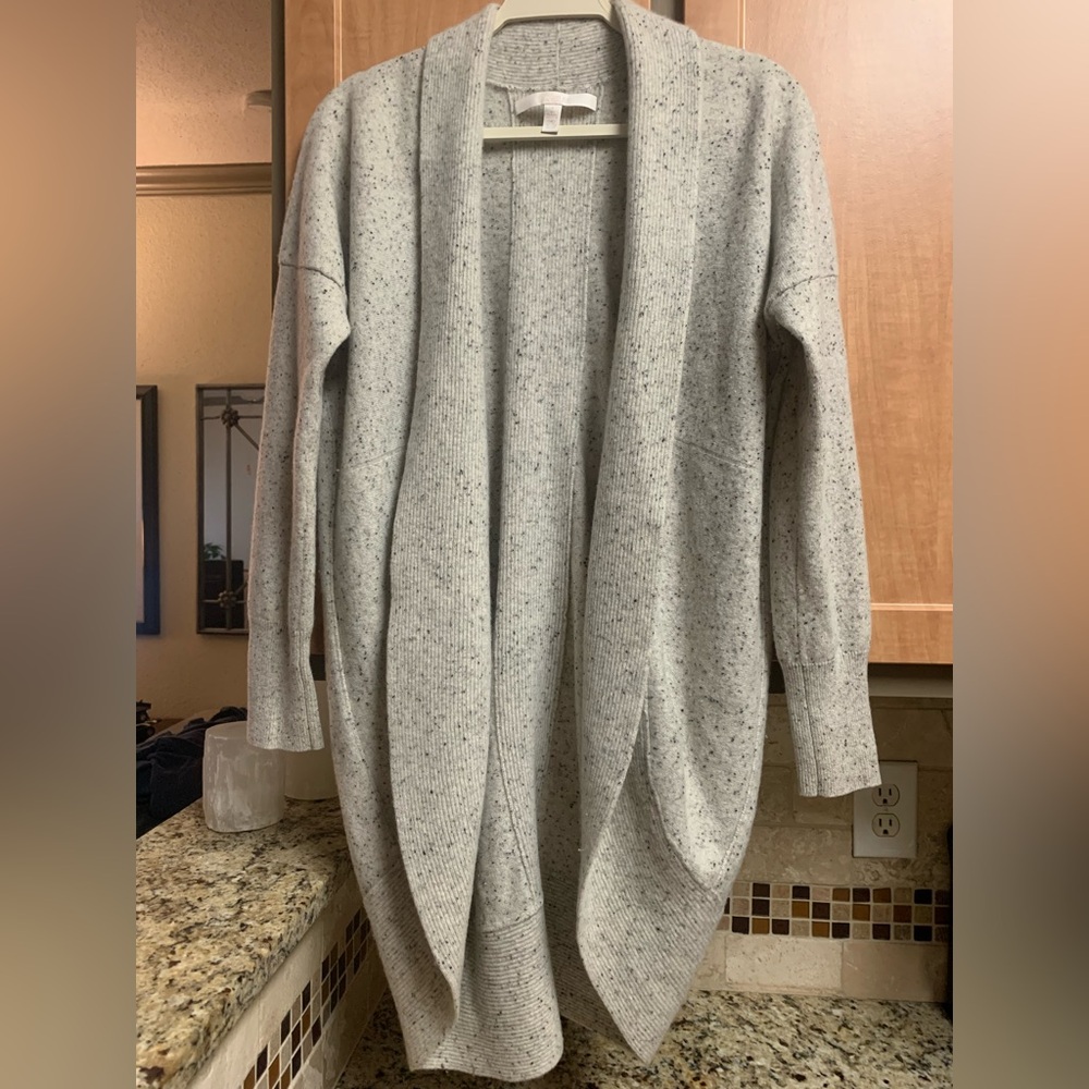 Nordstrom Signature Speckled Gray 100% Cashmere Women's Cardigan Cocoon Sweeter - Picture 4 of 16